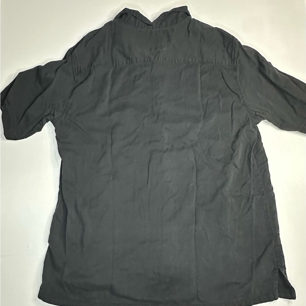 Vintage Silk 100% Silk Dark Grey Embroidered Button Up Shirt Size XL - Picture 5 of 5